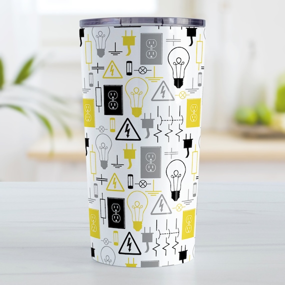 Electrical Tumbler Cup, Yellow, Electricity, Electrician, Electric 10oz or  20oz Insulated Cup, Iced Coffee Tumbler, Hot or Cold Beverages 