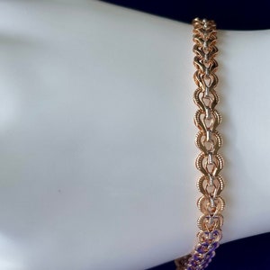 Vintage 9ct Rose Gold Bracelet, 7 1/2 inches - 19cm long (3.7g)