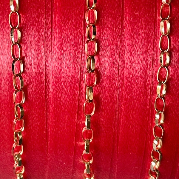 18" 9ct Solid Yellow Gold Belcher Rolo Chain Necklace, vintage, 18 inch, 46cm, 1.8 grams English, in very good condition