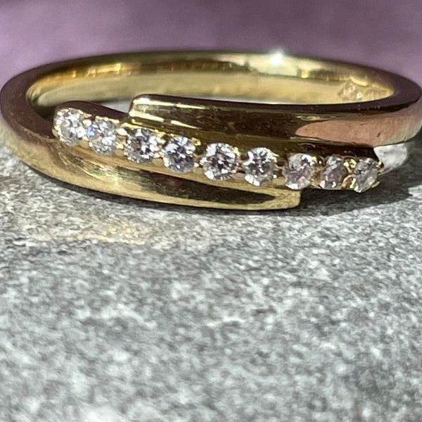 Vintage 18ct Diamond Wedding Anniversary Ring, Size M 1/2 UK