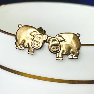 9ct Gold Cute Pig Stud Earrings