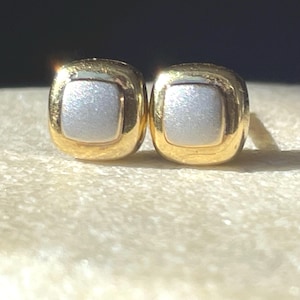Vintage 18ct Yellow & White Gold Stud Earrings 750 18K