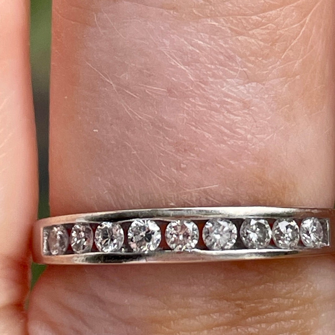 Vintage 18ct White Gold Diamond Anniversary Ring Size Q Etsy UK