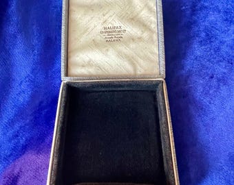 Antique Pendant Necklace Case - Halifax Cooperative Society - Square Blue Box