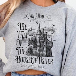Edgar Allan Poe Sweatshirt Herbst des Hauses Usher Dark Academia Buch-Liebhaber-Geschenk Haunting Poetry Gothic Horror Merch Geschenk für Lehrer
