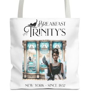 Personalized Breakfast At Tiff And Co. Tote Bag Retro Audrey Hepburn Theme Gift For Bridal Shower Party Favor Birthday Gift Bride Tote Bags