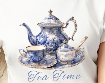 Camiseta para la hora del té, camisetas para grupos de té, camiseta de té, camiseta victoriana vintage cottagecore, regalo para amantes del té, tetera, taza de té, regalo para adictos al té
