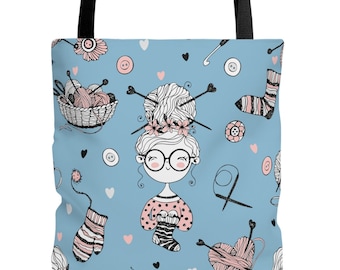 Crochet Knitting Tote Bag Yarn Craft Storage Solution Gift for Knitter Crafter Gift For Mom Gift For Crochet Projects Knitting Storage Bag