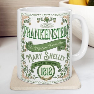Frankenstein Coffee Mug Mary Shelley Vintage Style Gift For Bookclub Gothic Dark Academia Gift Classic Horror Movie Halloween Party Gift