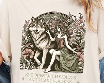 Wolf Gifts, No Fear Wolf Shirt, Spiritual Wolf Clothing, Wolf Pack Tee, Full Moon Wolf Shirt, Wolf Lover Gift, Wolves Mythology