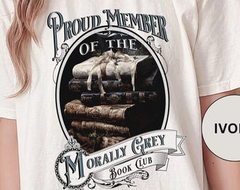 Camiseta "Moralmente Cinzenta", Camiseta "Amo o Vilão" para Amantes de Romance Sombrio, Presente Ideal para Amantes de Livros de Fantasia Romântica, Melhor Amiga do Clube do Livro, Camiseta para Ela