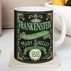 Frankenstein Coffee Mug Mary Shelley Vintage Style Gift For Bookclub Gothic Dark Academia Gift Classic Horror Movie Halloween Party Gift