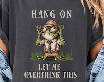 Camiseta de rana que piensa demasiado, camisetas sarcásticas, camisetas con frases divertidas, camisetas de humor para adultos, camisetas con memes de ranas, camisetas sobre salud mental, camisetas graciosas