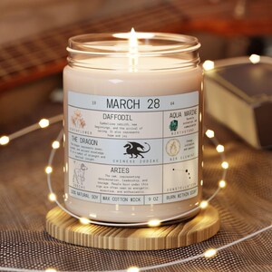 Custom Birthdate & Year Candle Personalized Candle Gift For Her Birthday Astrology Zodiac Birth Flower Birthstone Gift BFF Christmas Gift
