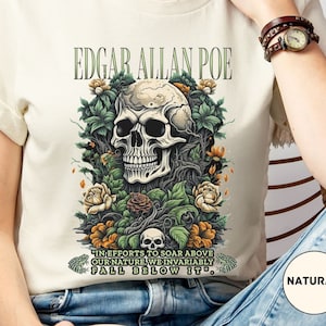 Edgar Allan Poe, T-shirt Fairycore Night Garden, koszulka Book Lover, nawiedzający gotycki prezent, jasna, ciemna akademia, literacka poezja, koszulka Bookclub