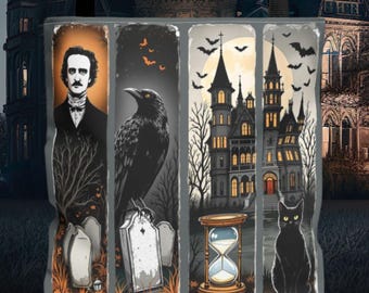 Sac fourre-tout Edgar Allan Poe, cadeau littéraire gothique pour amateur de livres, accessoire macabre sombre du milieu universitaire, fourre-tout d'Halloween, cartable d'automne pour poète