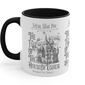 Edgar Allan Poe Coffee Mug,  Fall of the House of Usher, Spooky Halloween Coffee or Tea Mug, Haunting Horror Movie Gift for Halloween