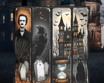Sac fourre-tout Edgar Allan Poe, cadeau littéraire gothique pour amateur de livres, accessoire macabre sombre du milieu universitaire, fourre-tout d'Halloween, cartable d'automne pour poète