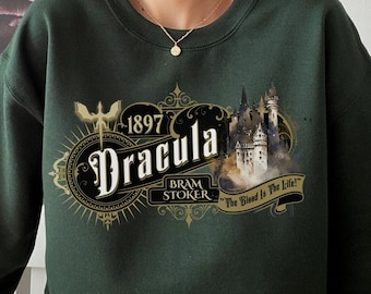 Felpa da vampiro Dracula, felpa horror storica di Bram Stoker, regalo per appassionati di libri e letteratura, dark academia, libri gotici, amanti del cinema