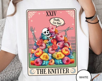 Knitter Tarot Card Comfort Colors TShirt, The Knitter Tarot Card Shirt, Gift for Knitter Tee Mom Grandma, Knitting, Yarn Lover Knitters Gift