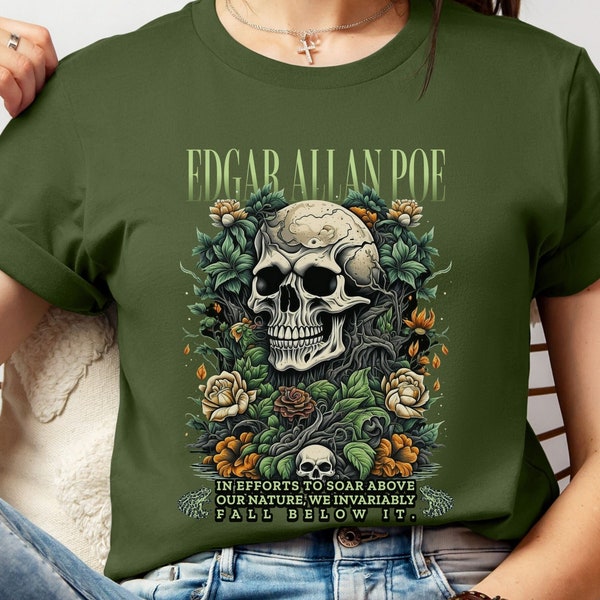 Edgar Allan Poe, Fairycore Night Garden T-Shirt, Book Lover Tee, Haunting Gothic Gift, Light, Dark Academia, Literary Poetry Bookclub Shirt