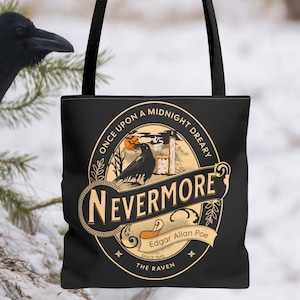 Sac fourre-tout Edgar Allan Poe, sac à bandoulière vintage The Raven, amateur de poésie, Dark Academia, littéraire, livresque, cadeau de club de lecture, cadeau automne automne