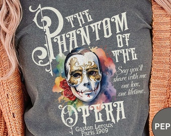 The Phantom Of The Opera Tshirt Broadway Musical Lover Broadway Theatre Lover Gift For Birthday Christmas Retro 80&#39;s Paris Opera House Shirt