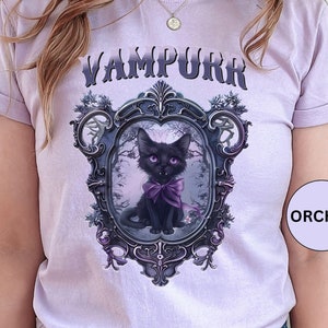Vampurr TShirt Vampire Black Cat Gothic Cat Lover Gift For Halloween Party Vampire Shirt Dark Academia Shirt Trick Or Treat Spooky Shirt