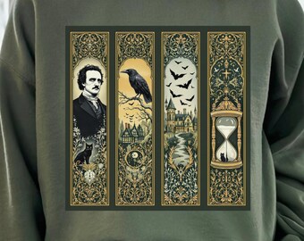 Bluza Edgara Allana Poe'a Kruk Nevermore Gotycki sweter z horrorem Mroczna Akademia Makabryczny prezent na Halloween dla miłośników książek Urodziny Boże Narodzenie
