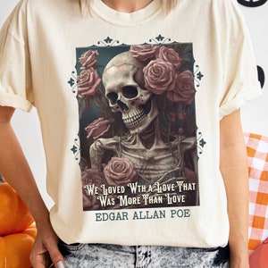 Edgar Allan Poe T-Shirt, Annabel-Lee Novel Vintage Book, Reading Lover Shirt, Halloween, Gothic, Light Academia Gift, Comfort Colours TShirt