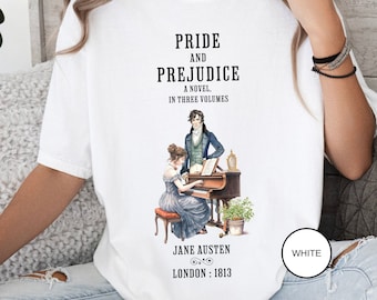 Jane Austen TShirt, Pride & Prejudice Historical Romance Comfort Colors, Bookish Literary Jane Austen Fan Art Gift, Oversized Bookclub Shirt