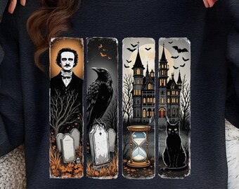 Bluza Edgara Allana Poe'a Kruk Nevermore Gotycki sweter z horrorem Mroczna Akademia Makabryczny prezent na Halloween dla miłośników książek Urodziny Boże Narodzenie