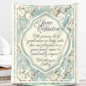 Jane Austen Blanket Pride and Prejudice Literary Book Lover Gift Cozy Throw Reading Nook Gift For Her Birthday Mothers Day Regency Reader