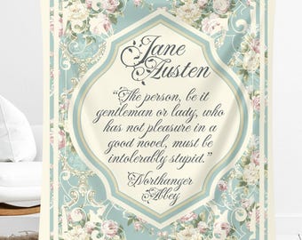 Jane Austen Blanket Pride and Prejudice Literary Book Lover Gift Cozy Throw Reading Nook Gift For Her Birthday Mothers Day Regency Reader