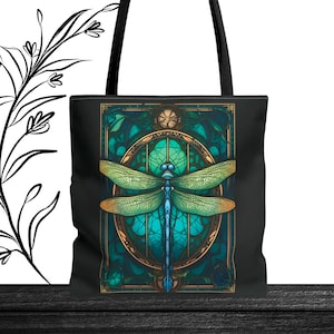 Glasmalerei-Libelle, hübsche Tarot-Karten-Umhängetasche, Buch, Bibliothek, Lebensmittelgeschäft, Reisetasche, dunkle Academia, Bücherwurm, Buchklub Geschenk,