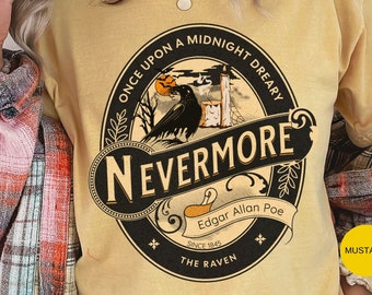 Edgar Allan Poe Shirt Nevermore The Raven Tee Gift For Book Lover Shirt Reader Gifts For Gothic Dark Academia Bookish Comfort Colours TShirt