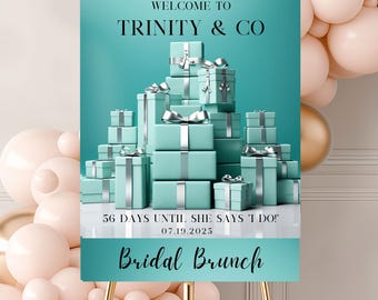 Custom Breakfast At Tiffanie&#39;s Bridal Shower Sign Poster Bridal Brunch Welcome Sign Bridal Shower Decor Audrey Hepburn Party Theme
