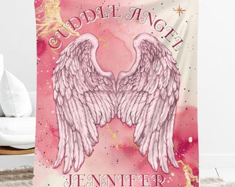 Personlig plyschfilt med änglavingar: Mysig andlig filt