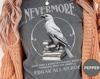 The Raven Edgar Allan Poe Tshirt White Raven Nevermore Shirt Dark Academia Gift For Gothic Poetry Lover Dark Romance Bookish Gift For Her