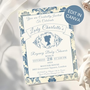 Regency Style Einladungen & Poster Custom Printables Brautparty Baby Shower Birthday Party Karten und Schilder Mobile lädt Gesellschaft ein