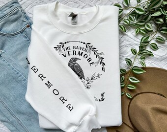 Edgar Allan Poe, Nevermore The Raven Sweatshirt, Book Lover, Halloween, Haunting Gothic Gift, Light, Dark Academia, Horror Movie Sweater