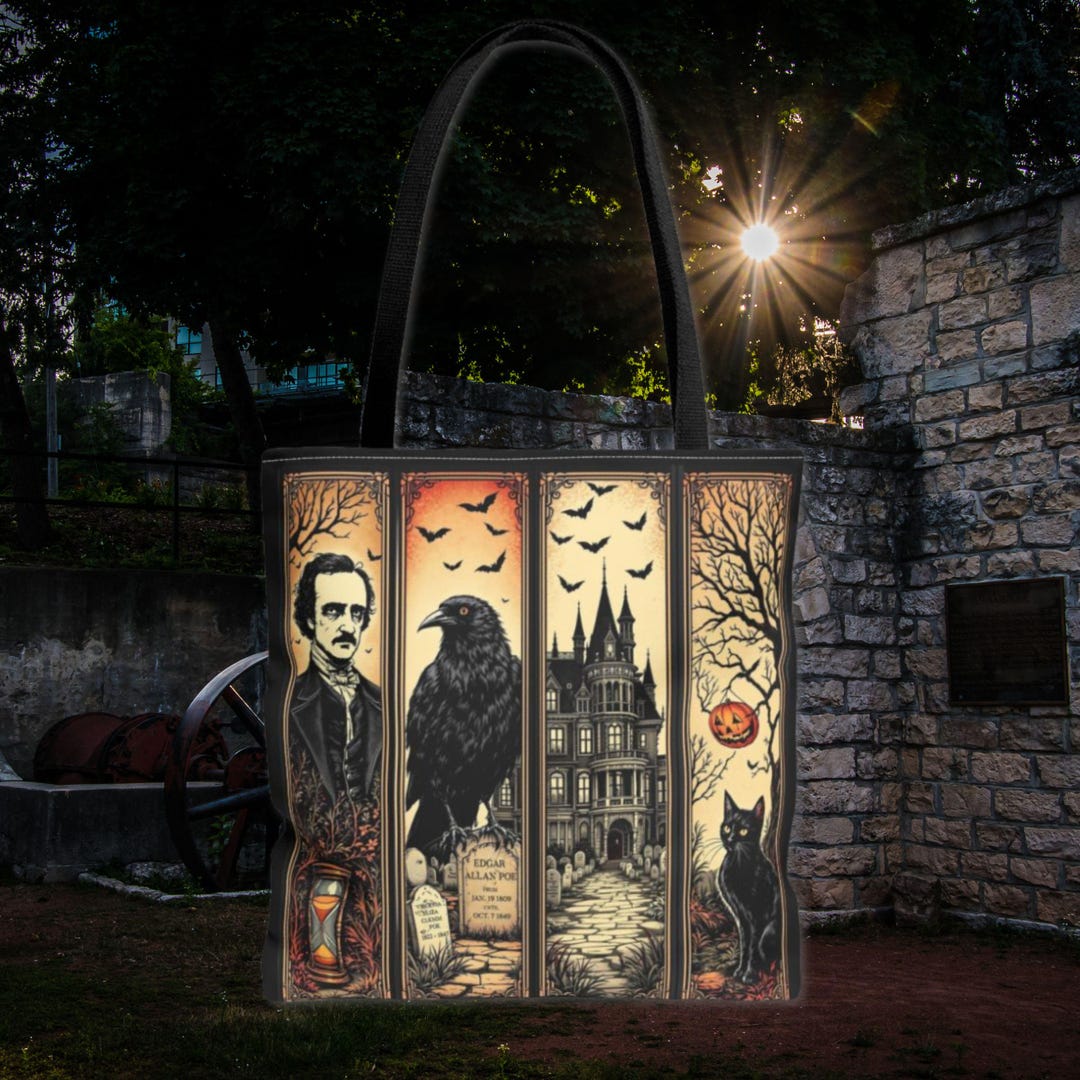 Edgar Allan Poe Tote Bag Gothic Literary Gift for Book Lover Dark ...