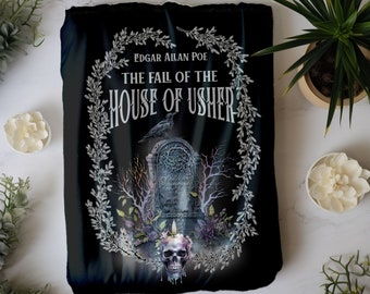 Blanket, Edgar Allan Poe, The Fall Of The House Of Usher Throw, Book Lover Reading Blanket Gothic Dark Academia, Horror Movie Watching Plush