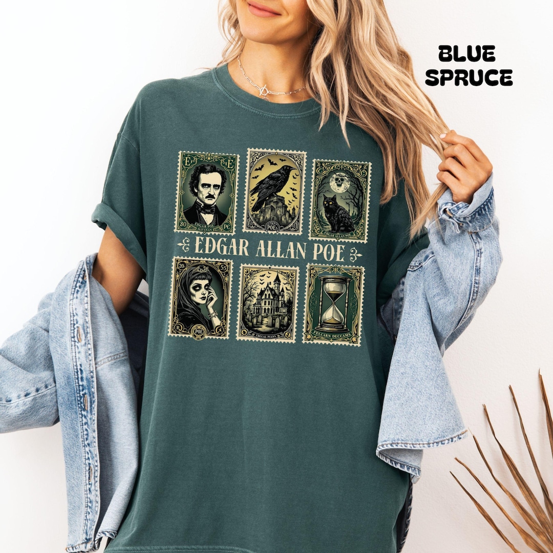 Edgar Allan Poe T-shirt Gothic Graphic Tee the Raven Nevermore Quote ...