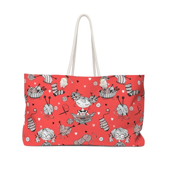 Crochet, Knitting Project Tote Bag, Extra Large Yarn Craft Storage Shoulder  Bag, Gift for Knitter, Crocheter, Large Travel Tote