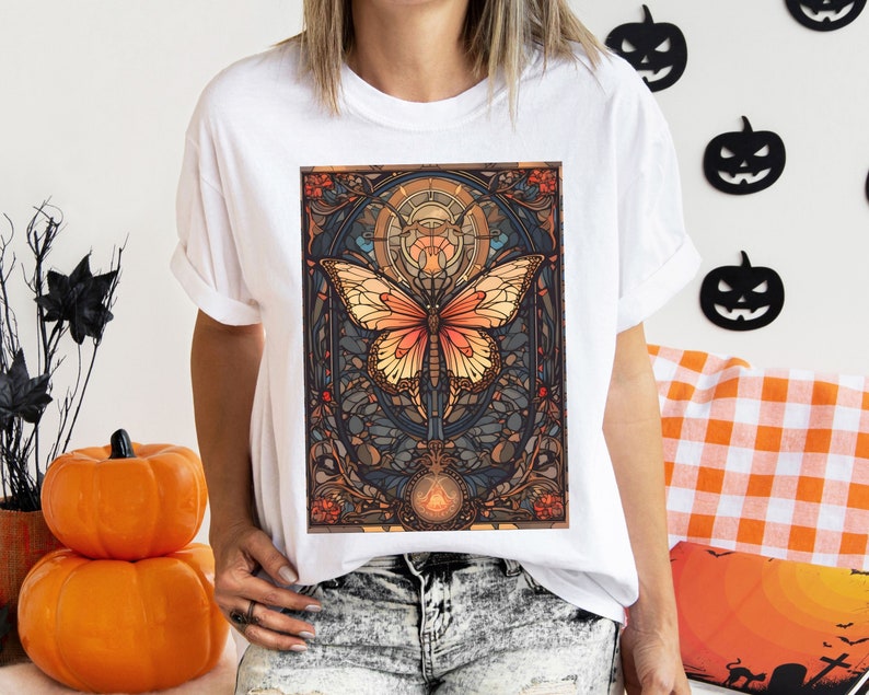 Stained Glass Butterfly Tarot Card TShirt