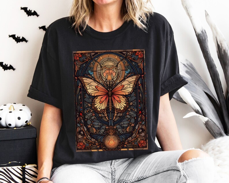 Stained Glass Butterfly Tarot Card TShirt