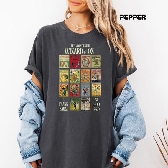 オズの魔法使いシャツ ヴィンテージブックカバーTシャツ、魔法使いに
