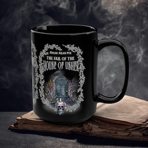 Edgar Allan Poe Coffee Mug, The Raven, The Fall Of The House of Usher Coffee, Tea Mug, Goth Haunting Horror Movie Books Gift Dark Academia,