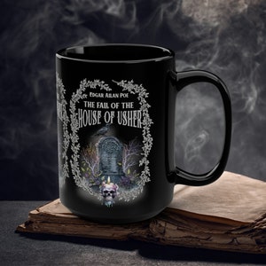 Edgar Allan Poe Coffee Mug, The Raven, The Fall Of The House of Usher Coffee, Tea Mug, Goth Haunting Horror Movie Books Gift Dark Academia,